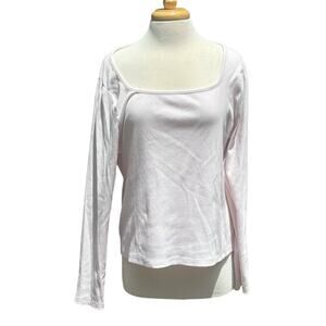 J Crew Womans Square Neck Low Cut Textured Top Blouse Shirt Size 3X Pink